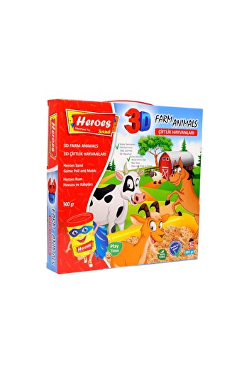 HEROES 3D Farm Animals with Small Pool Molded 500 gr Colorful Kinetic Play Sand Set