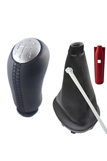 ZETOTO Dacia Duster Leather Gear Shift Knob Shiny Cover and Gaiter Set