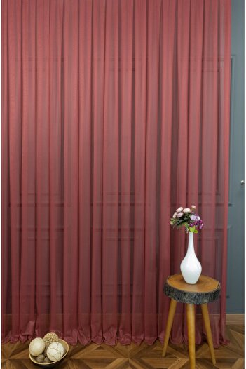 Esse Home Plain Tulle Curtain Grek Claret Red, 300x270, Sparse Pleat, 1/2