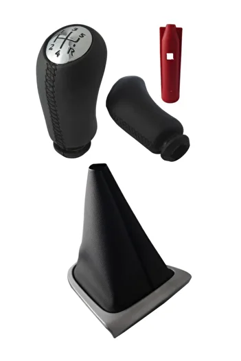 ZETOTO Clio 4 Leather Covered Gear Knob and Gaiter Black Set 5 Forward