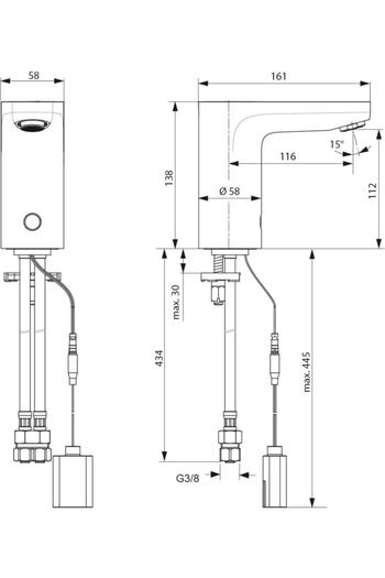 İdeal Standard Ceraplus Sensörlü Lavabo Bataryası Elek.tek Su Girişli A6144aa