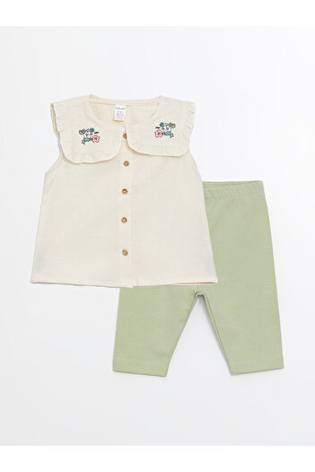 LC Waikiki Lcw Crew Neck Sleeveless Baby Girl Blouse and Shorts Set of 2