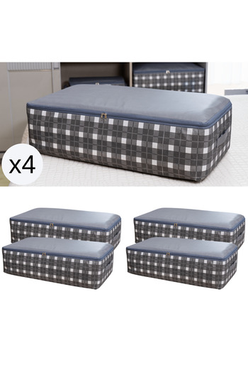 AYHANHOME 4 Pieces Mega unDer Base - PlaiD PatterneD In-cabinet Organizer, Storage anD Organization Storage 75x40x20