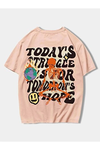 Mad&Calf Μπλουζάκι Unisex Today's Struggle με στάμπα Oversize Dusty Rose