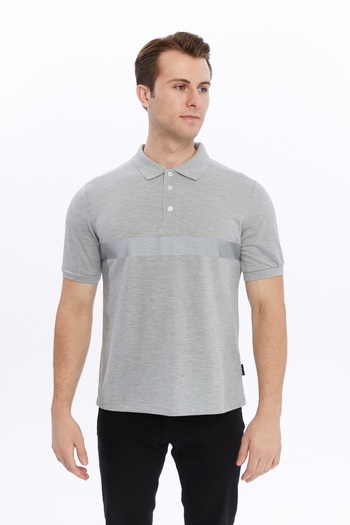 Uniprom Gray Melange Men's Polo Collar ReflecTive T-shirt