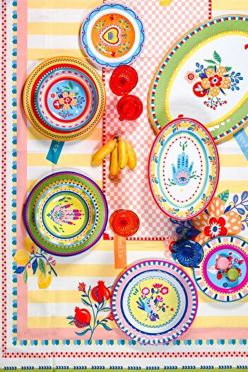 Baci Milano Mamma Mia 6'lı Kalp Desenli Tabak Seti 21,5 Cm