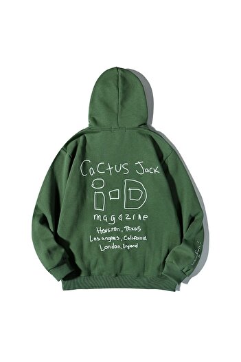 Benisengiydir I-d Jack Cactus Printed Green Oversize φούτερ με κουκούλα