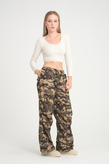İLKCET MODA Camouflage Pattern Women's Parachute Pants