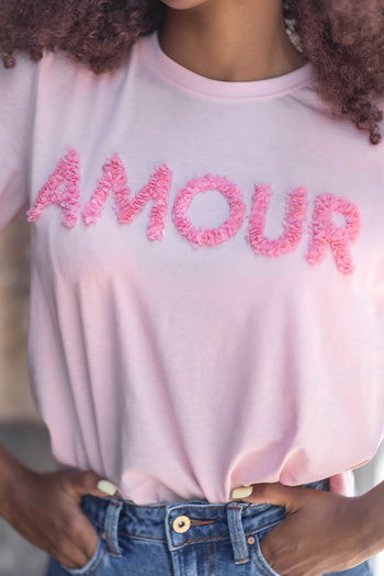 ONLY Onllucia Women's T-Shirt - Text Detail, Short Sleeve, 100% Cotton, Candy PinK 15324070