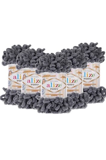 Alize 6 τεμάχια για 90x90 βρεφική κουβέρτα Puffy Dark Grey 87