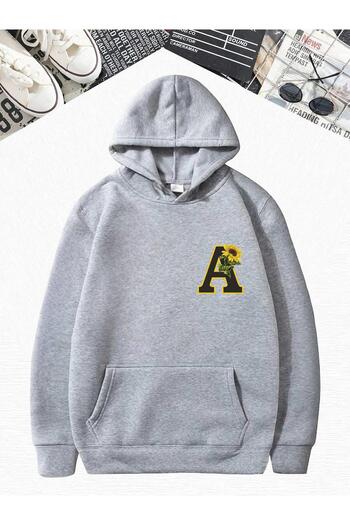 BENROMA Oversize Hooded Grey φούτερ - Letter Printed