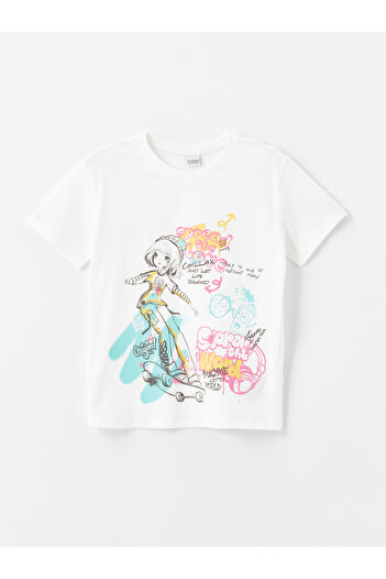 LC Waikiki Girl's Anime Printed Short Sleeve Crew Neck T-Shirt