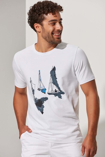 White By Nature O Neck Sailing Men's T-shirt
