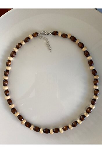 Stoneday Men's Wooden Bead Brown Bohemian Design Necklace
