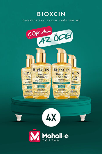 Bioxcin KeratinArganHair Care Oil - 150 Ml, Damaged and Sensitive Hair, 4-pack Nourishing and Repairing