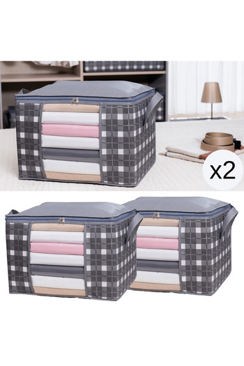 AYHANHOME 2 Plaid Patterned under Base Closet Organizer - Medium Size Window, 45x40x30 Cm
