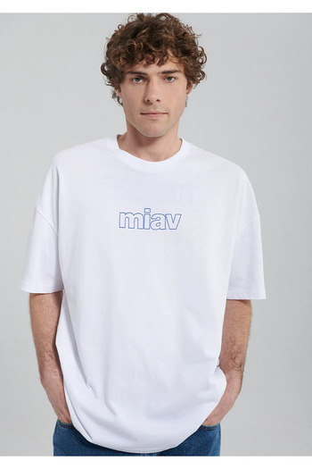 Mavi Miav Printed White Oversize T-shirt - 0611704 -620-44