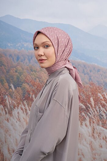 ARMANDA Cotton Monogram A Desen Eşarp - Pudra