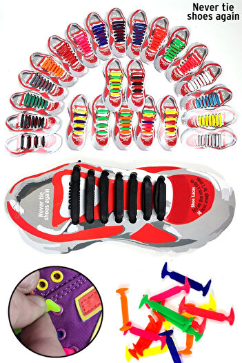 Binbirreyon 14 Pieces Practical Silicone Children's Shoes - Laces Set Ta007R