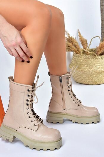 Fox Shoes Skin Thick Sole Lace Up Γυναικείες Μπότες L996750009
