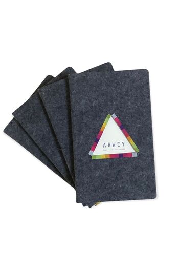 Arwey Acar Creative - Felt Covered Deal Book, 13*21cm, 112 Pages, Unlined