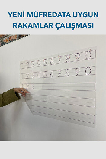 Tutunabilir Kağıt 1.sınıf Rakamlar Çalışması, Harfli Kılavuz, Kılavuz Çizgili Set Statik Akıllı Kağıt Yazı Tahtası
