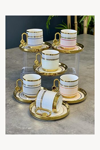 Doğudeko 6-Piece Valeria Cup Set - Luxury Porcelain