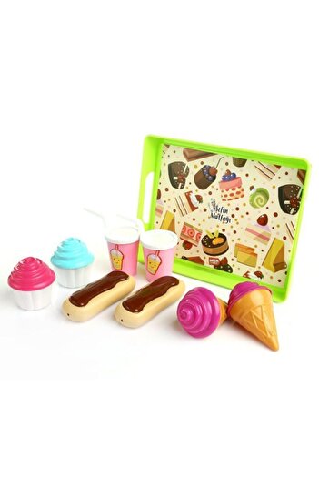 DEDE 80 Parça Oyuncak Meyve + Sebze + Tatlı + Hamburger Set Kız Çocuk Oyunları Evcilik Oyuncak Depomiks