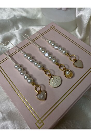 TATLIŞ 2 Pieces Handmade Pearl Phone Charm, Phone Ornament