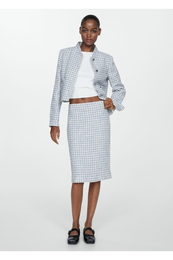 MANGO Woman Fustă midi Tweed - elegantă și Confortabilă