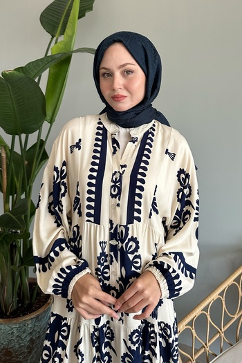 InStyle Λευκό φόρεμα βισκόζης - Ethnic μοτίβο