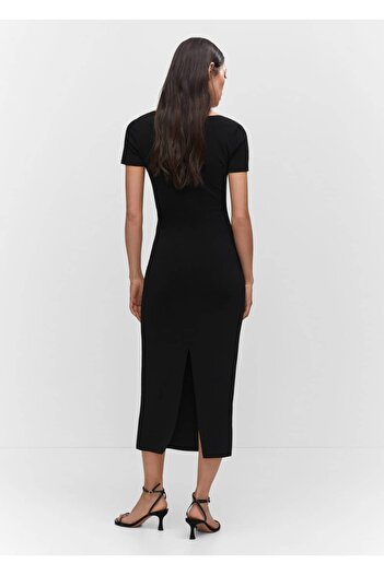 MANGO Woman Dekolteli midi elbise