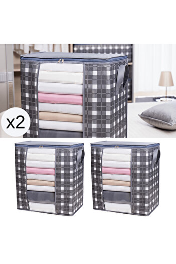 AYHANHOME PlaiD PatterneD 2 Pieces of Pique Clothes - BlanKet Organizer, Storage 45x30x50 Cm