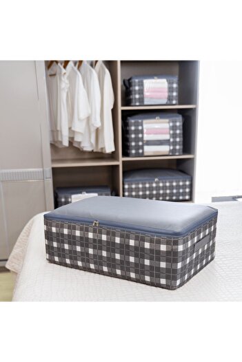 AYHANHOME 4 Pieces Mega unDer Base - PlaiD PatterneD In-cabinet Organizer, Storage anD Organization Storage 75x40x20