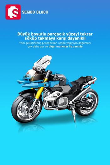 Sembo Block Blue Touring Motorcycle 222 Parts Building Blocks Compatible with Lego ( 714532 )