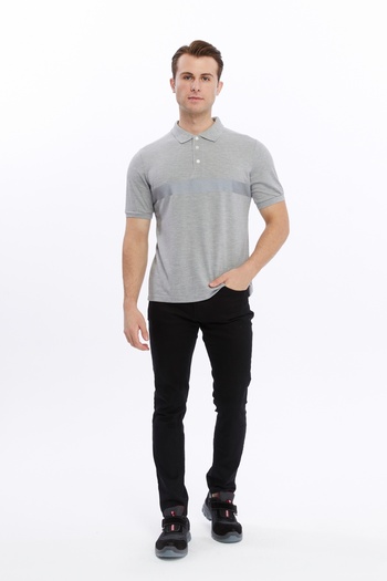 Uniprom Gray Melange Men's Polo Collar ReflecTive T-shirt