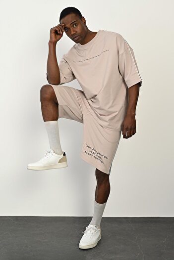 Rocqerx R-4368 Stripe Detailed T-shirt and Shorts Set - Two Thread