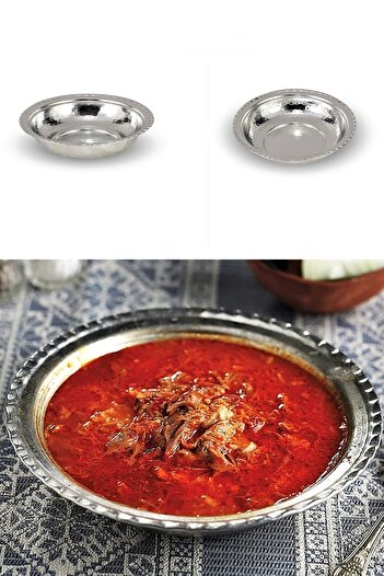 GÜR BAKIR Copper Inside-Outside Pewter Beyran Plate Copper Dinner Plate