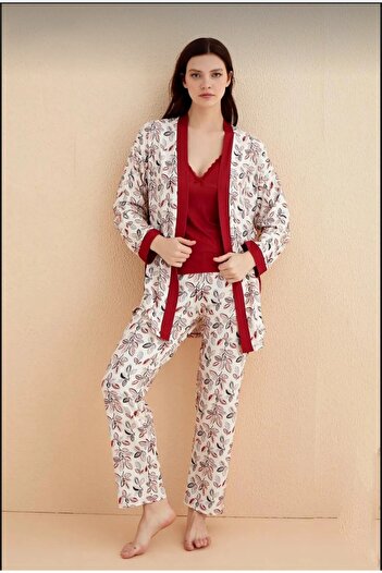 Mihra SS24 30201-03 Women's / Marla Dressing Gown Six Long Set / Red