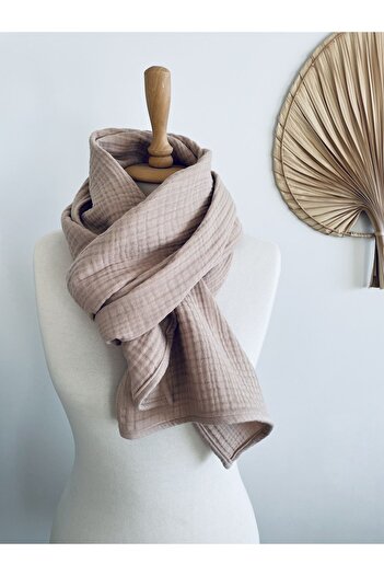 LeBohas Beige Scarf Unisex Scarf Shawl Boutique Design 45x180 cm