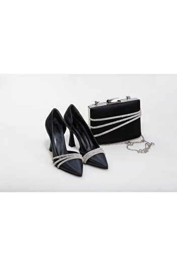Modavien women's 9 cm black shoes & bag combination 350ç