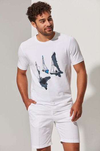 White By Nature O Neck Sailing Men's T-shirt