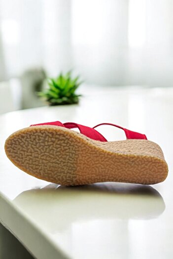 Y&D Shoes Kadın Yazlık Çapraz Keten Sandalet – Dolgu Topuk Espadril Tasarım