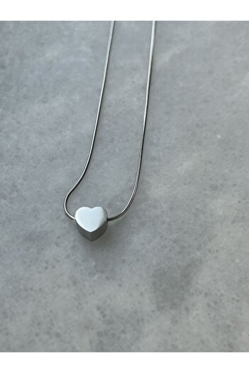 axexuar 316L Heart motif SiLver Gray SteeL neckLace - Thin Chain, GoLd YeLLow CoLor