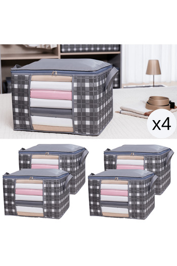 AYHANHOME 4 Pieces PlaiD PatterneD WinDoweD Cabinet Organizer - unDer Base Organizer, 45x40x30 Cm