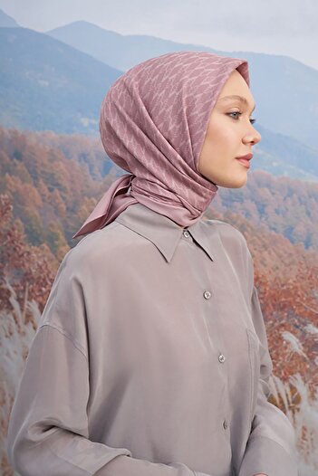 ARMANDA Cotton Monogram A Desen Eşarp - Pudra