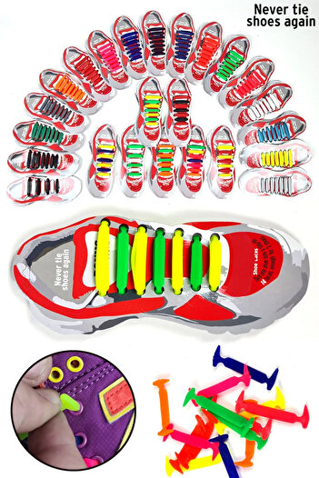 Binbirreyon 14 Pieces Practical Silicone Children's Shoes - Laces Set Ta007R