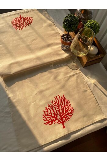 Soft Colours Traditional Wood Printed 100% Cotton Runner - 40X140 cm