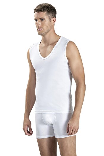 Jiber Men's Deep V-Neck Zero Sleeve Lycra Undershirt Undershirt 117 - 9 Pieces