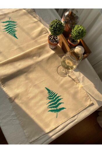 Soft Colours Traditional Wood Printed 100% Cotton Runner - 40X140 cm